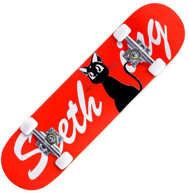 專業成人兒童幼童滑板 四輪楓木板 初學者造型雙翹板, 紅貓（專業級高彈輪）, 1個