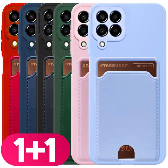 리빙그레이 1+1 갤럭시 퀀텀3 M53 5G 카드 수납 실리콘 파스텔 컬러 카메라 보호 케이스