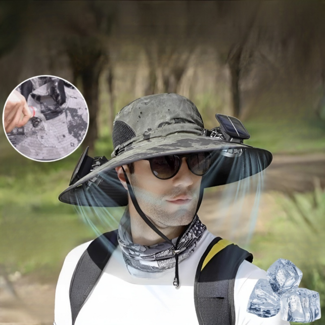 충전식 팬 차양모 USB 태양열 충전식 자외선차단 선풍기 모자 56-60cm, (1건)다크그레이 수묵&선풍기