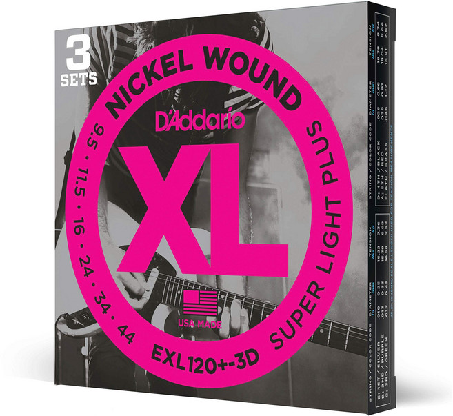 D'Addario XL Nickel .0095-.044 Super Light Plus EXL120+-3D 다다리오 일렉트릭 기타 현