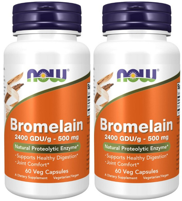 NOW Foods 鳳梨酵素素食膠囊 500mg, 60顆, 2罐