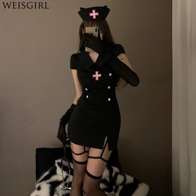 情趣護士服 暗黑禁忌哥德風角色扮演服裝 萬聖節服飾