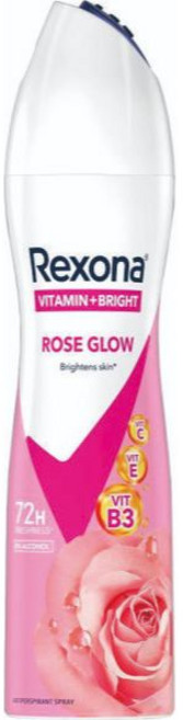 Rexona VITAMIN+BRIGHT 櫻花光感制汗爽身噴霧, 1個, 透亮玫瑰, 135ml