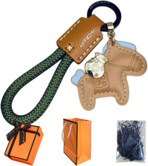 라온티 말 키링 열쇠고리 말장식 가방키링 자동차키링 선물, 1개, 브라운