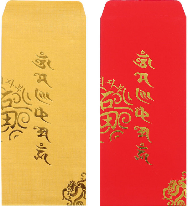옴마니반메훔 부자되세요 복 시주봉투 100장묶음 택1, 1세트, 빨강