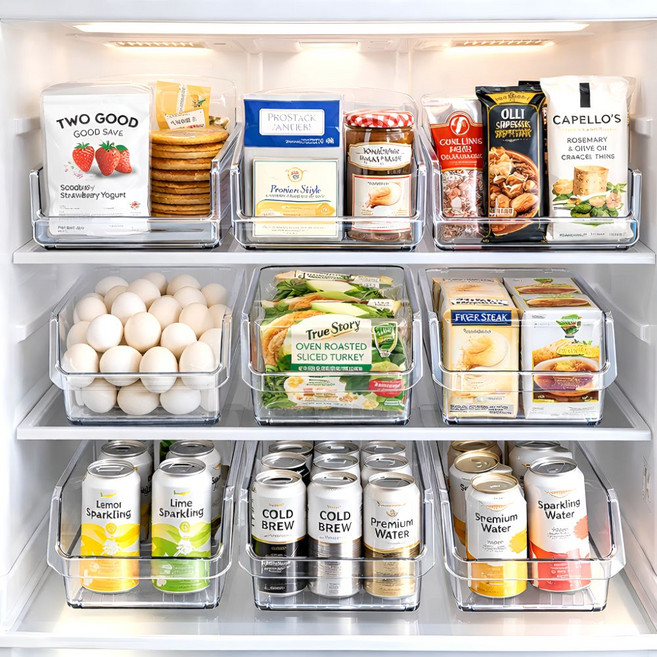 펄픽스 깔끔정리 다용도 냉장고 정리함, 4개, 클리어