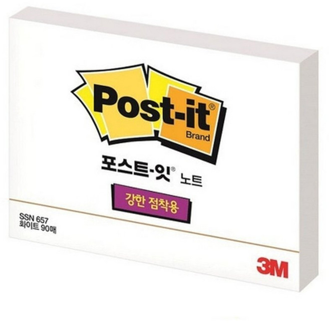 (3M) 포스트잇 슈퍼스티키 657-SSN (화이트) (102x74.5 90매) (12개입), 화이트, 90매