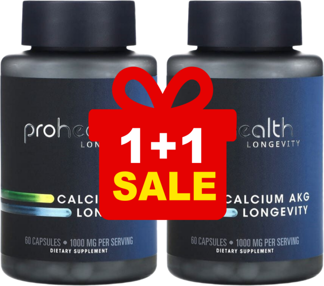 1+1 프로헬스 칼슘 AKG 알파 케토글루타레이트 아미노산 1000mg 60캡슐 500 mg per Capsule 2개, 60정