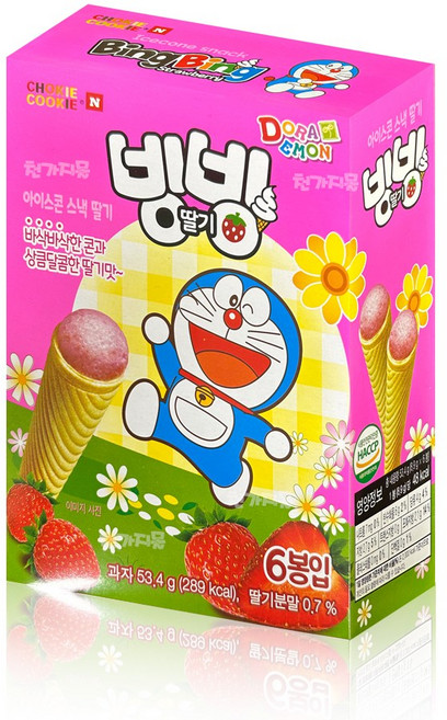 바스락 빙빙 딸기맛 아이스크림 콘과자, 53.4g, 1개