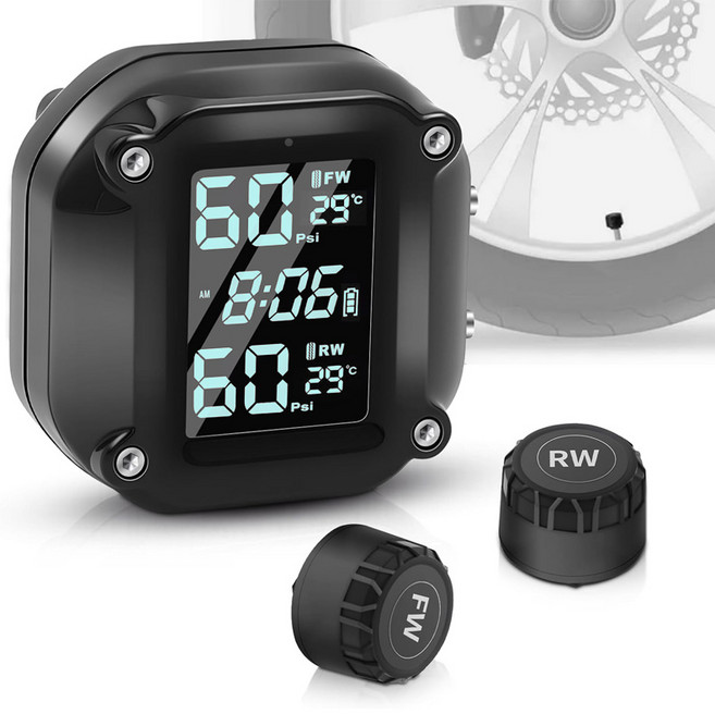 프리라이프 오토바이 외부 tpms 충전식 타이어 공기압센서 스쿠터 타이어센서, 블랙 TPMS, 1개