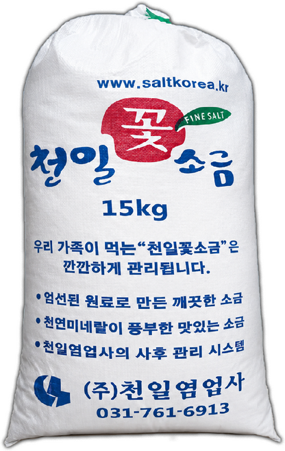 꽃소금 (국내제조) 업소용 대용량 요리용 조리용 재제염, 1개, 15kg