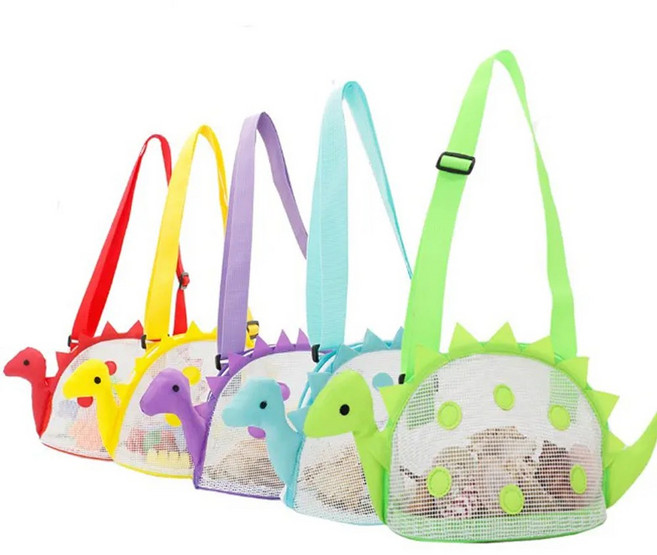 1+1 공룡 메쉬 비치백 물놀이 가방 투명 그물 물빠지는 방수가방 토트 수영장 썸머 모래놀이 바다