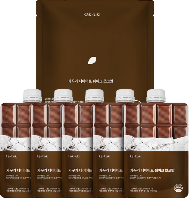 가꾸기 다이어트 단백질 쉐이크 (초코맛) 1팩 5개입 식단 맛있는 식사대용 파우치 체조식, 250g, 1세트