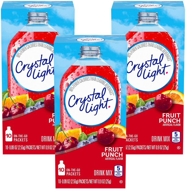 Crystal Light 프루트 펀치 드링크 믹스 10개입, 3개, 2.55g