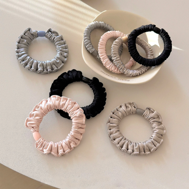 2개입 실크 곱창 머리끈 세트 헤어 슈슈 스크런치 얇은 새틴 머리 고무줄