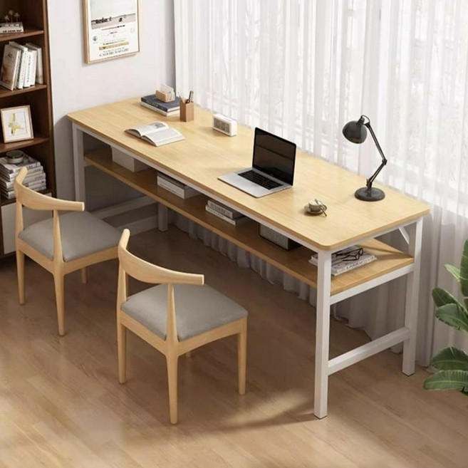 Tixpra 2단 책상 학생 가정용 컴퓨터 책상 책상 소형 침실 심플 모던 스터디 책상 간이 책상, 원목