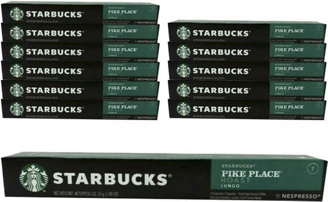 스타벅스 네스프레소 파이크 플레이스 로스트 룽고 캡슐커피, 10개입, 12개