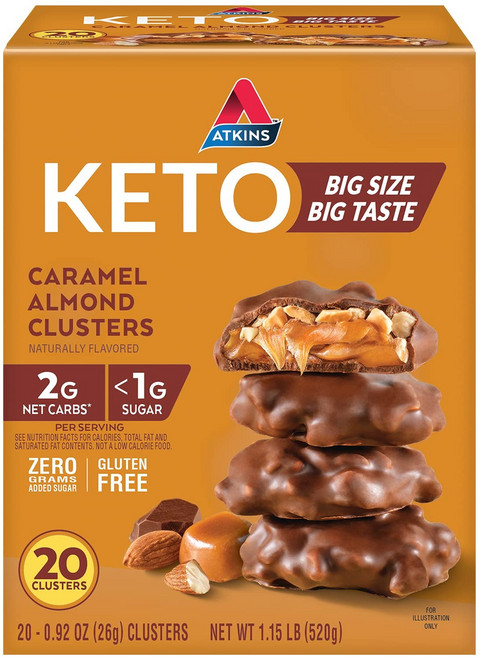Atkins 앳킨스 초콜릿 카라멜 아몬드 클러스터, 100개, 26g