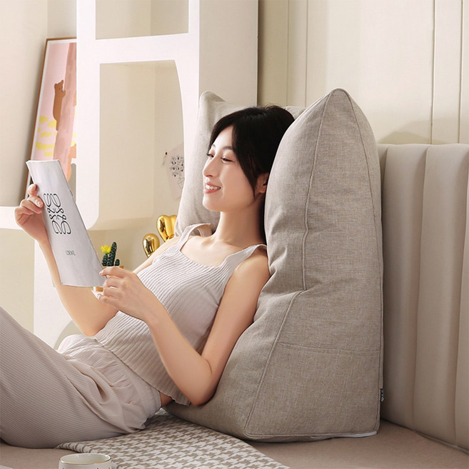 코잠 더 넓고 긴 롱 삼각쿠션 등받이 쿠션 등쿠션, 베이지