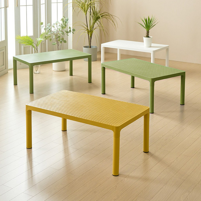 코나스퀘어테이블 야외 카페 정원 테라스 미니 플라스틱테이블, 대형[딥그린]