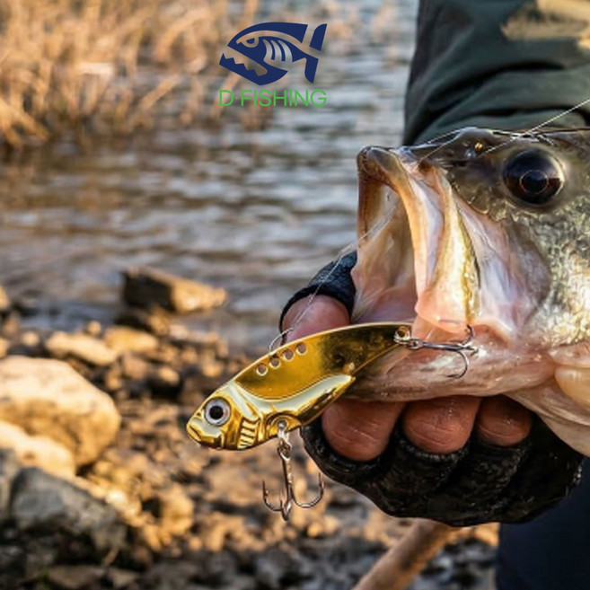 D-FISHING 메탈 바이브 배스 광어 농어 무빙 탐색 루어, 1개, 12g, 0.골드