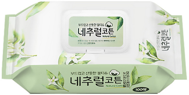 내추럴코튼 물티슈 캡형 100매 1팩, 네추럴코튼 물티슈(100매) 낱개1개, 100개입, 1개