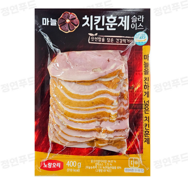 노랑오리 마늘치킨 훈제 슬라이스, 2개, 400g