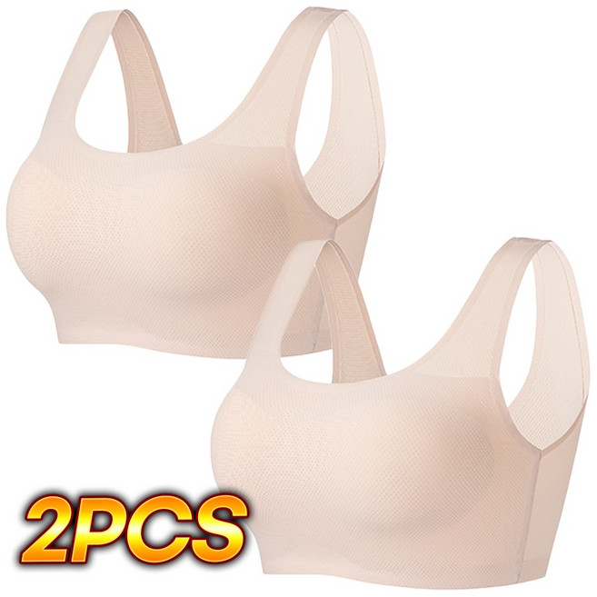 한미 심리스 매쉬 인견 노와이어 스포츠브라 2P