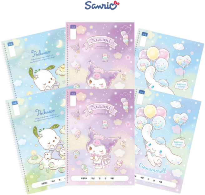 산리오 저학년 1-2 무제 스프링 노트 6권 세트, 1세트