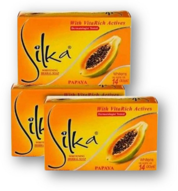 실카 파파야 세안 비누 Silka Papaya Soap, 3개입, 90g
