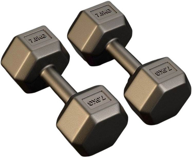 六角兩用啞鈴 輕摯塑造迷人曲線 2.5-7.5KG 重量自由選擇, 2個, 7.5kg