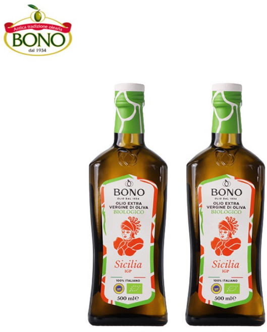 보놀리오 시칠리아 유기농 엑스트라버진 올리브오일, 500ml, 2개