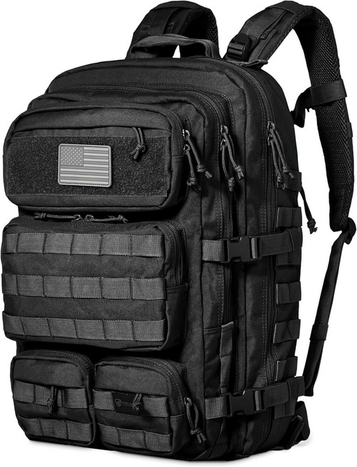 남녀용 Falko 전술 백팩 50L 2.4배 더 강력한 대형 밀리터리 몰 러크백 야외용 Bugout, Coyote Brown New, Extra-Heavy fabric