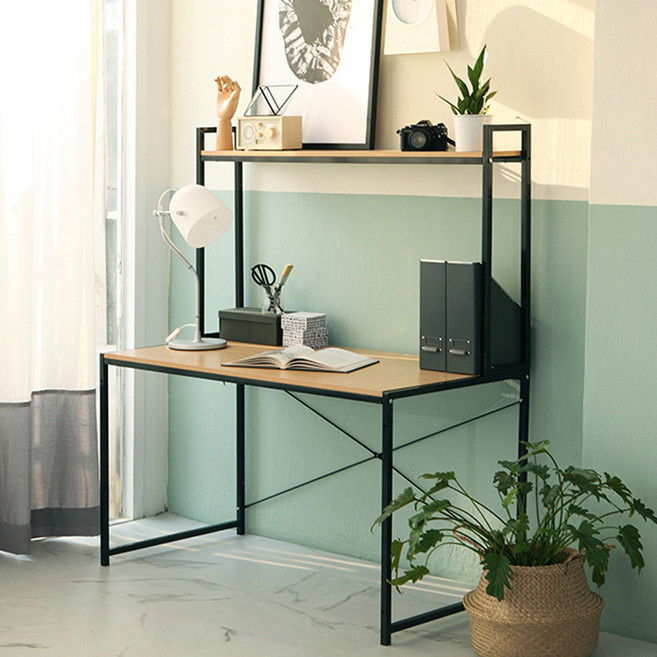 동영나이스 공부 우드책상 DIY 철제 선반 1인용 미니 서재 조립식 책장 심플 모던, TOP선반 책상 126 블랙