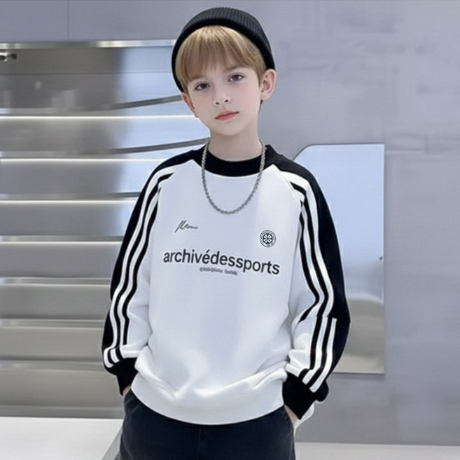 주니어용 아동 봄가을 플레이 맨투맨