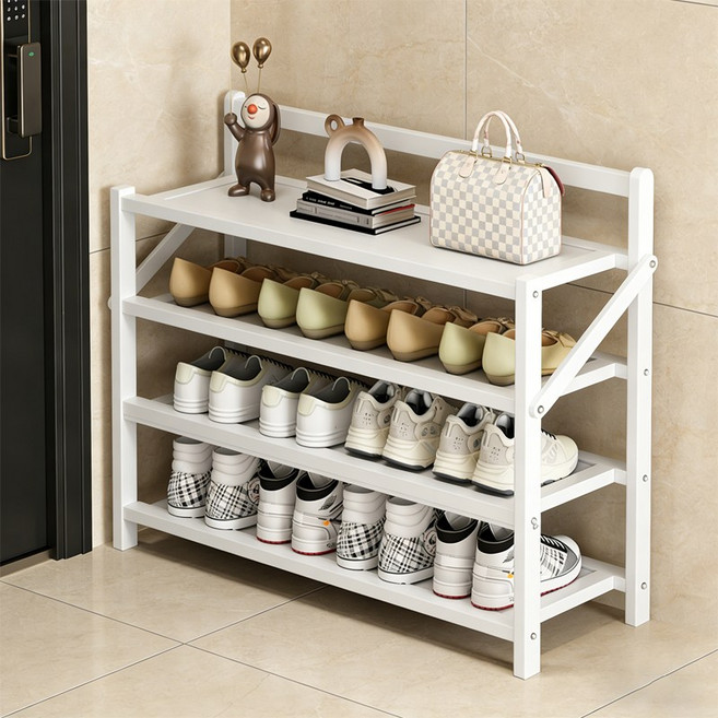 SeekFun 접이식 신발장 설치 면제 멀티 공간 절약 현관 수납 가정용 간이 700mm, 4층, 화이트