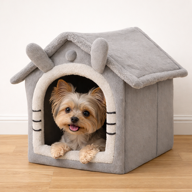 무드바스켓 사계절 반려동물 숨숨집 강아지 고양이 쿠션 하우스, 1개, 그레이