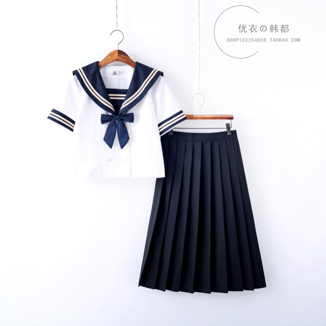 빅사이즈 일본 세라복 심스타 교복 세트 여름 하복 반팔 롱치마 짧은치마 코스프레 할로윈