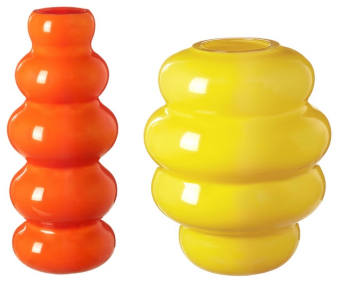 이케아 유리 꽃병 페인팅 화병 2종 셸라르할스, 오렌지(26cm)