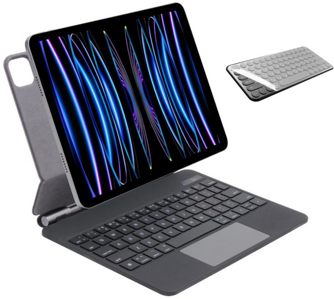 아이패드 에어7/6/5/4세대 프로 1/2/3/4/5/6/7/8세대 11/12.9/13인치 10/11세대 호환 매직 키보드 블루투스 한글각인 iPad Air/PRO 케이스나라, 블랙-한글 각인