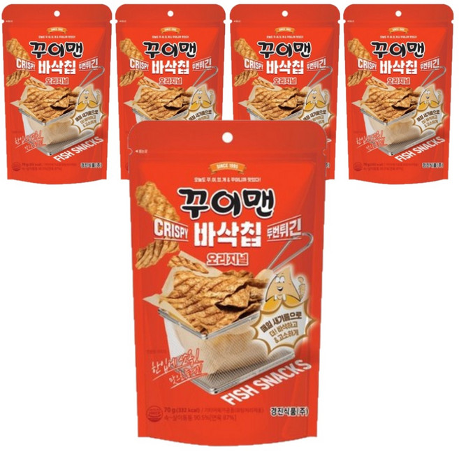 꾸이맨 바삭칩, 5개, 70g