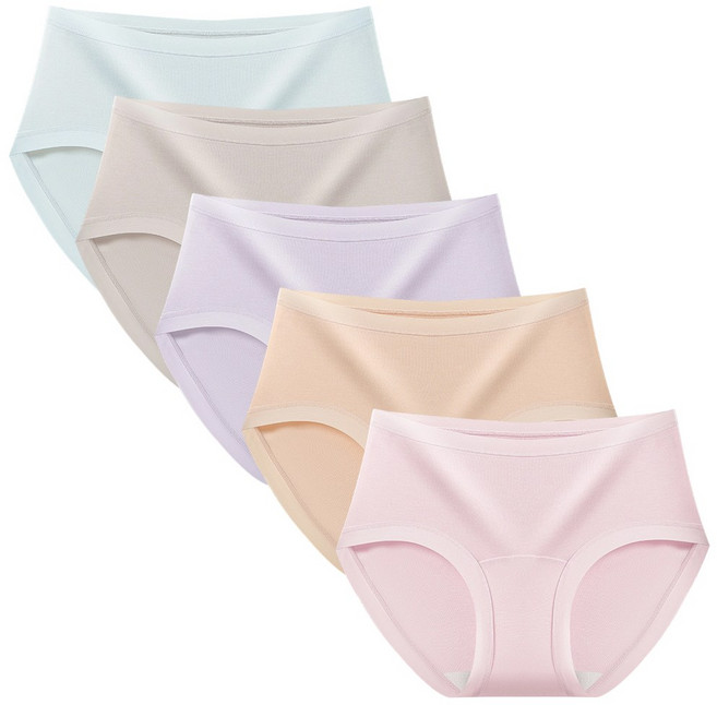 텅카모달여성팬티뽕나무 실크 리오셀하이웨이스트 심리스 여성 속옷 5개입