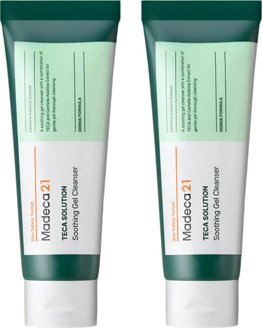 마데카21 테카 솔루션 수딩 젤 클렌저 + 코즈멧 압축 마스크팩, 2개, 100ml