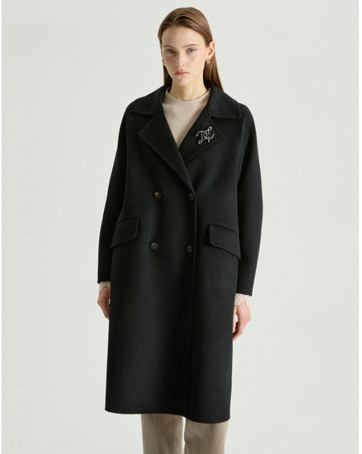 닥스 블랙 울캐시미어 롱 더블 코트 YMDLCO5D993BK