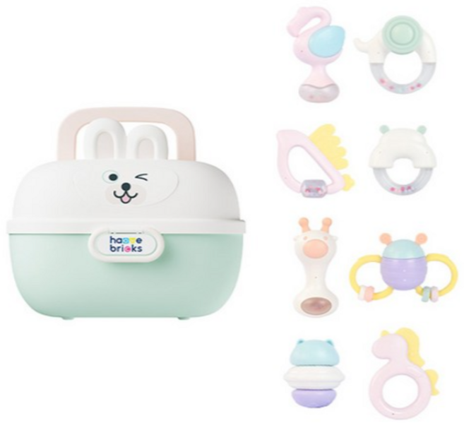 하베브릭스 잼잼이 딸랑이 8종 + 보관함 세트, 혼합색, 10개