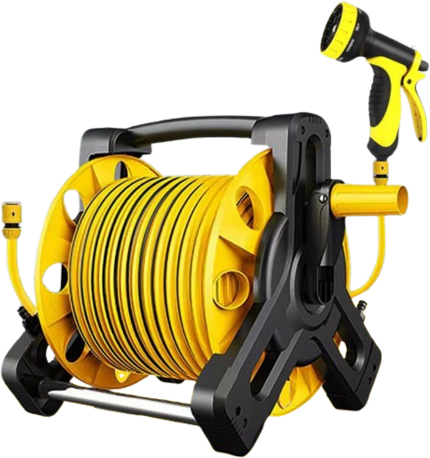 물호수 50M 조립안해도 되는 릴호스 50미터, 손잡이형, 옐로우, 1개