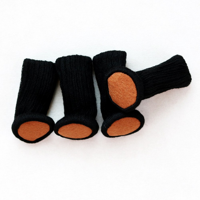 Harune 쫀쫀한 니트 식탁 의자 다리 발커버 4P 논슬립 소음방지 의자양말 체어슈즈 (1set-4P), 1셋트(4개입), 블랙