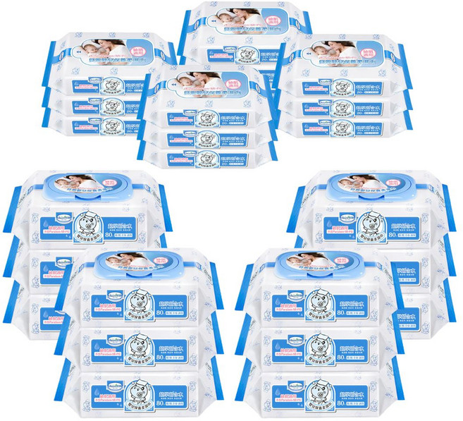 貝恩 Baan 馬上幸福限定版嬰兒保養柔濕巾 (80抽x12包+20抽x12包), 1箱, 24個裝, 1g