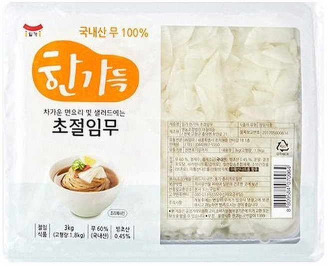 삼둥이수산 일가 한가득 초절임무 3kg 국산 냉면 고명 무김치 무절임 업소용 대용량, 1개