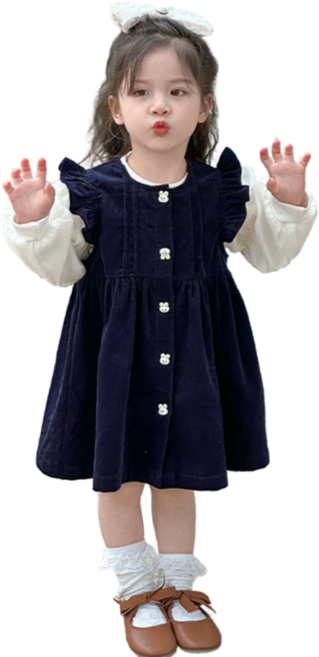 삐삐네옷가게 프릴 블라우스 레이어드 여아용 원피스